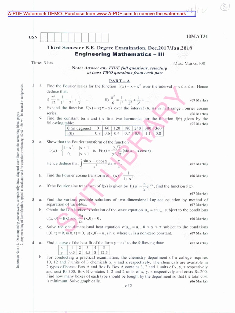 Fourier Transforms and Mathematical Solutions | PDF