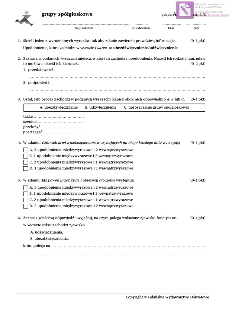 Nazwij Zjawiska Fonetyczne Które Zachodzą W Podanych Wyrazach