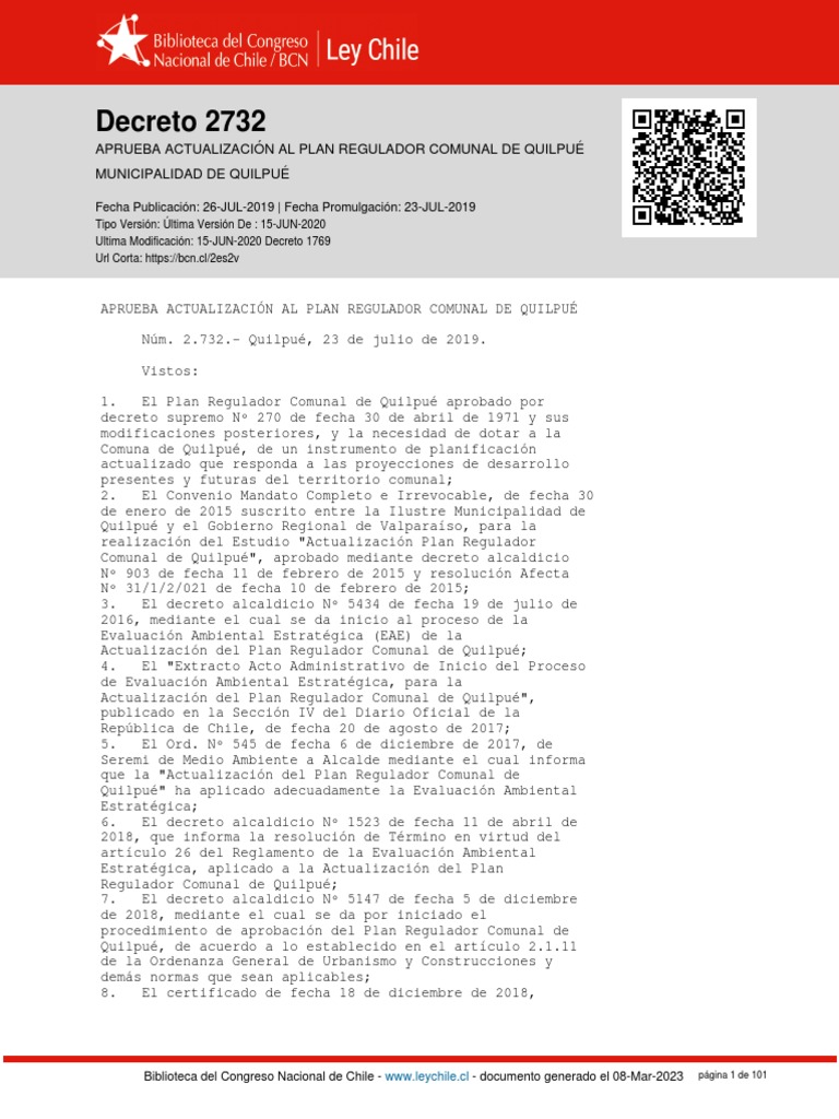 Plan Regulador Comunal Quilpué Ordenanza Pdf Chile