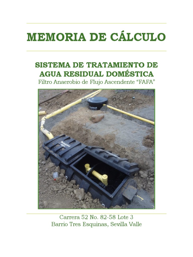 Diseño de Sistema FAFA para Aguas Residuales | PDF | Tanque séptico ...