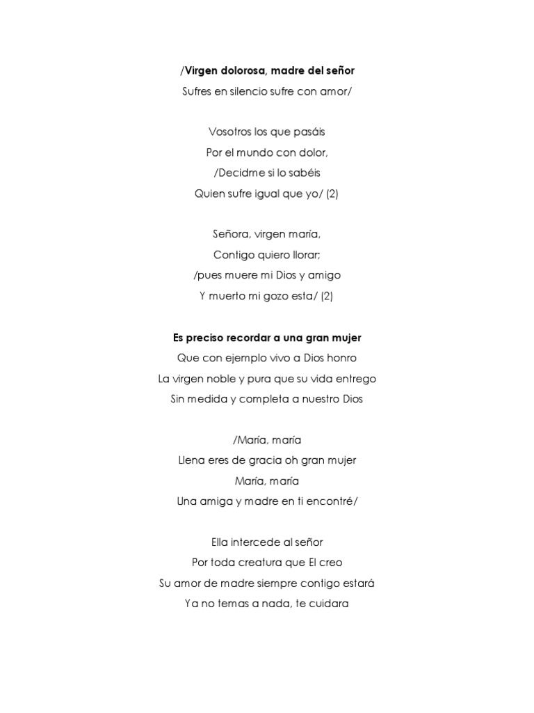 Cantos de Pésame a la Virgen María | PDF | María, madre de Jesús | Amor