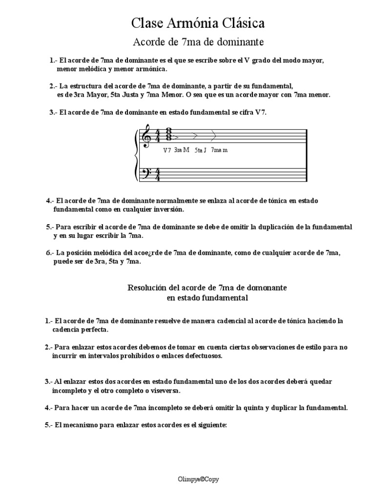 Acorde de 7ma Dominante PDF | PDF | Acorde (Música) | Teoría musical
