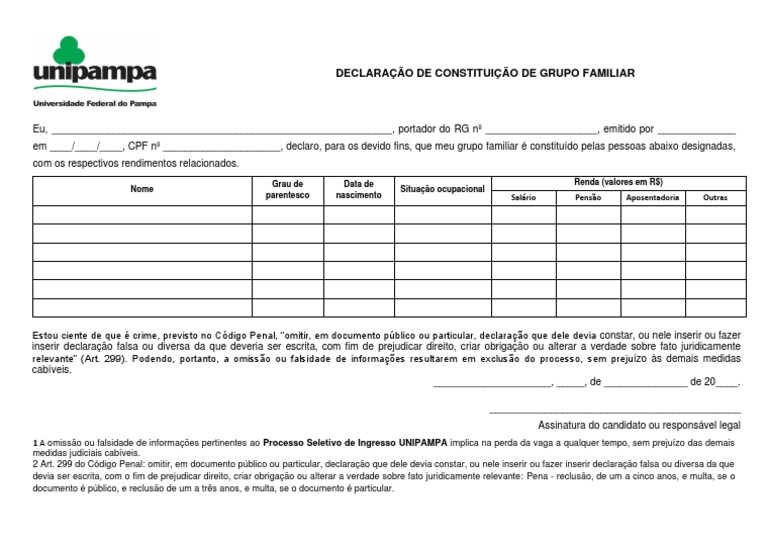 Declaração de Composição Familiar | PDF