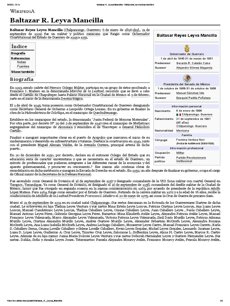 Baltazar R. Leyva Mancilla - Wikipedia, La Enciclopedia Libre | PDF