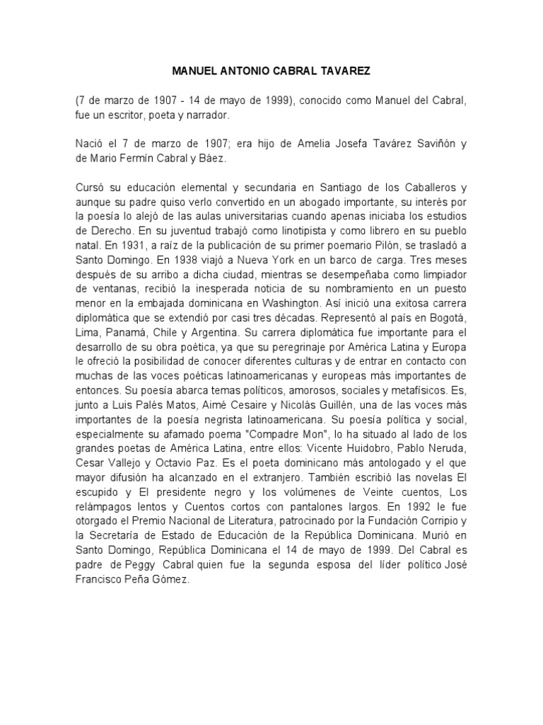 Manuel Antonio Cabral Tavarez PDF