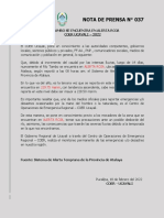 Nota de Prensa #037 - Tambo en Alerta Rojo