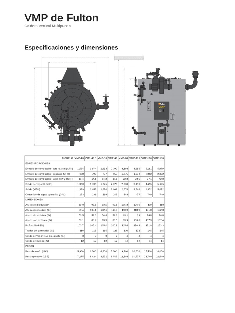 Especificaciones Caldera Fulton VMP 60 | PDF | Tecnología