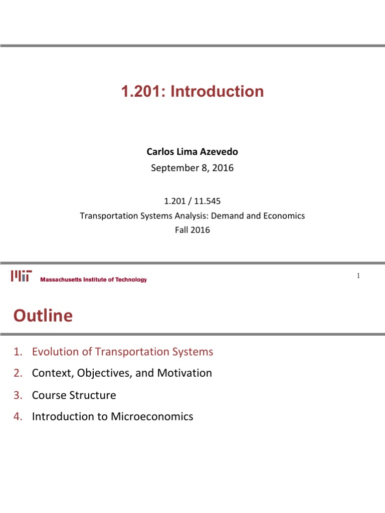 Transportation Systems Analysis Overview | PDF | Microeconomics | Transport
