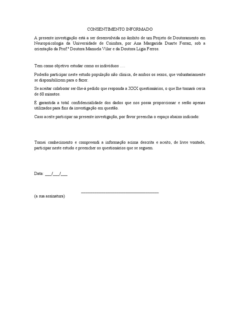 Modelo de Consentimento Informado | PDF