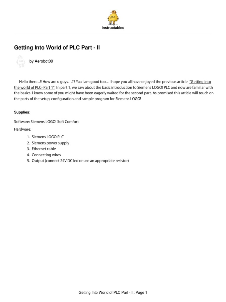 Siemens LOGO! PLC Programming Guide | PDF | Programmable Logic ...