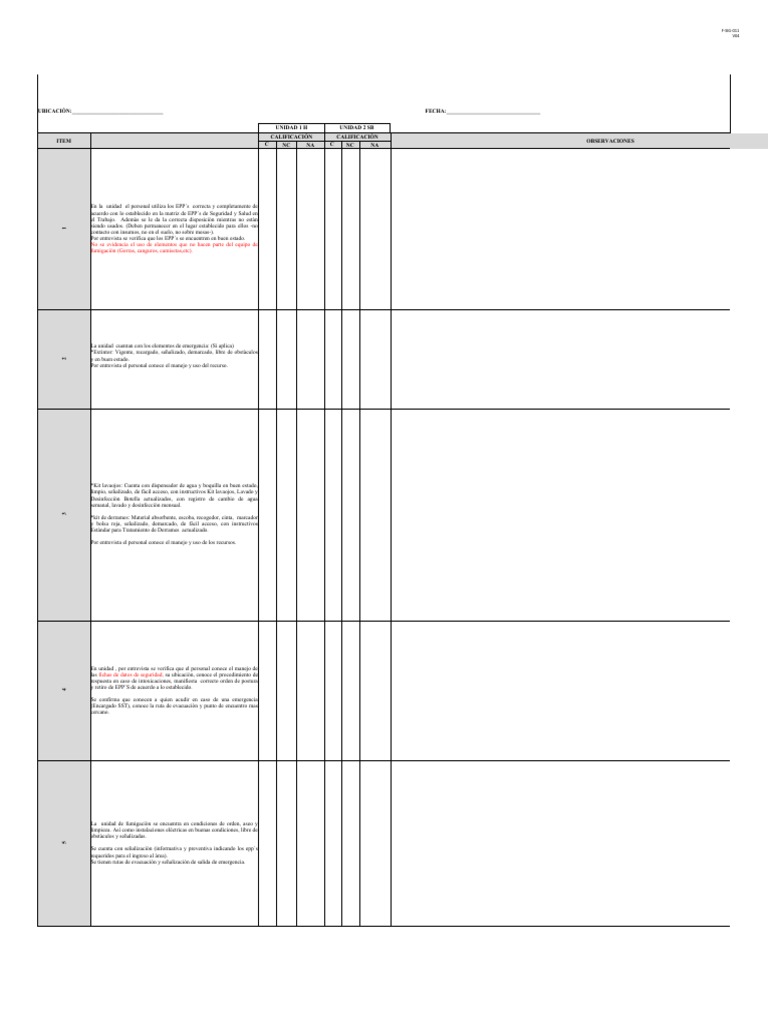 Lista de Chequeo Unidad Fumigacion | PDF