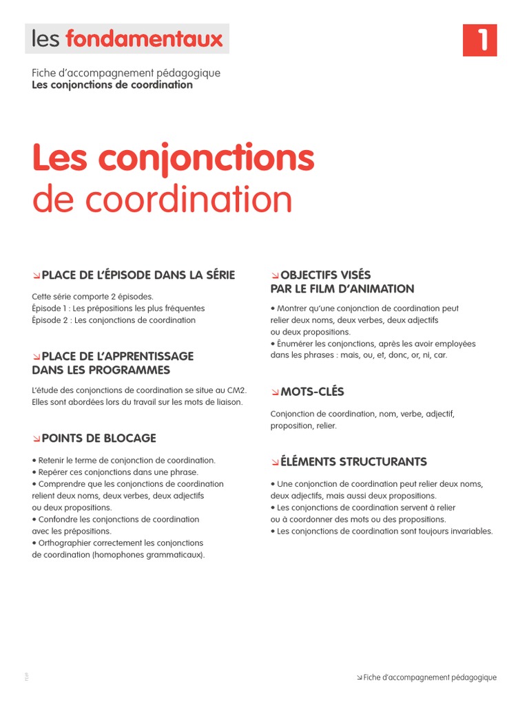 Les Conjonctions De Coordination Exercices Pdf Seance Conjonction de Coordination Bis | PDF | Phrase | Linguistique