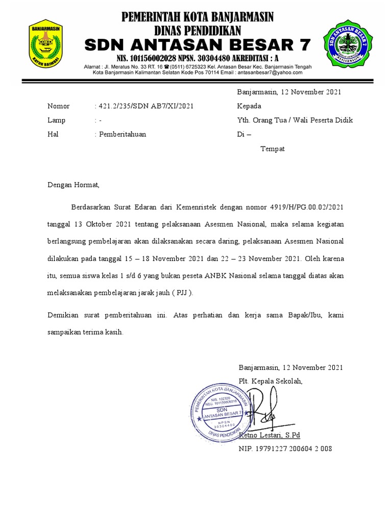Surat pemberitahuan anbk pdf