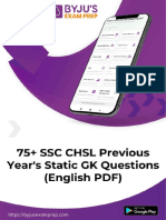 SSC CHSL Previous Years Static GK Questions