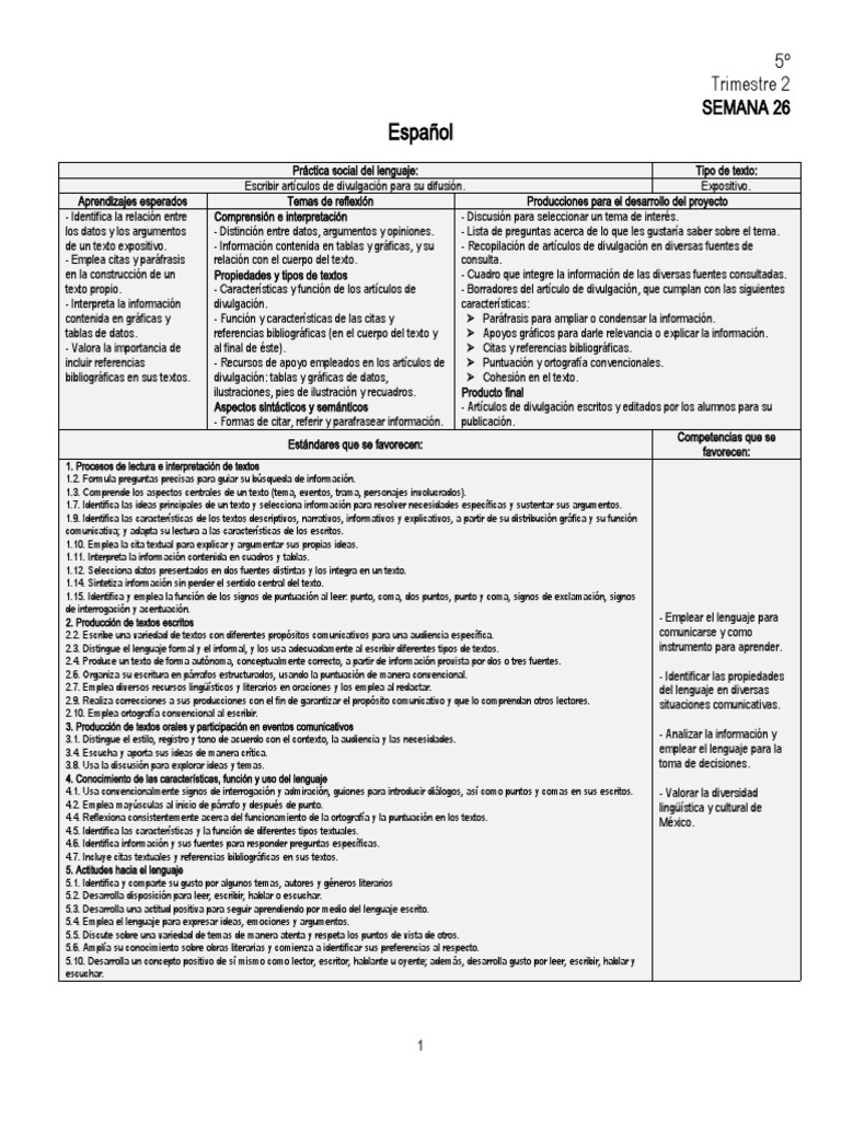 Planeacion Semana 26 Quinto Grado 2022-2023 | PDF | Alimentos | Obesidad