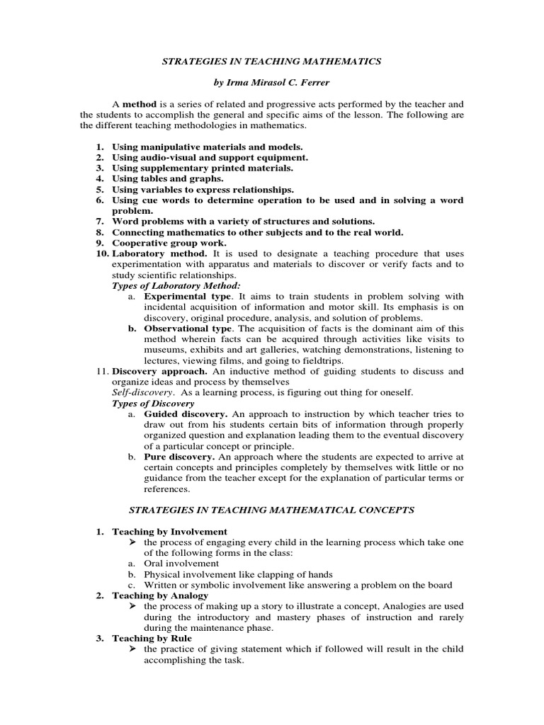 Effective Strategies for Teaching Math | PDF | Lesson Plan | Teachers