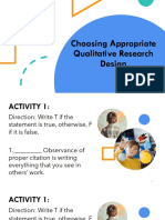 Choosing Appropriate Qualitative Research Design
