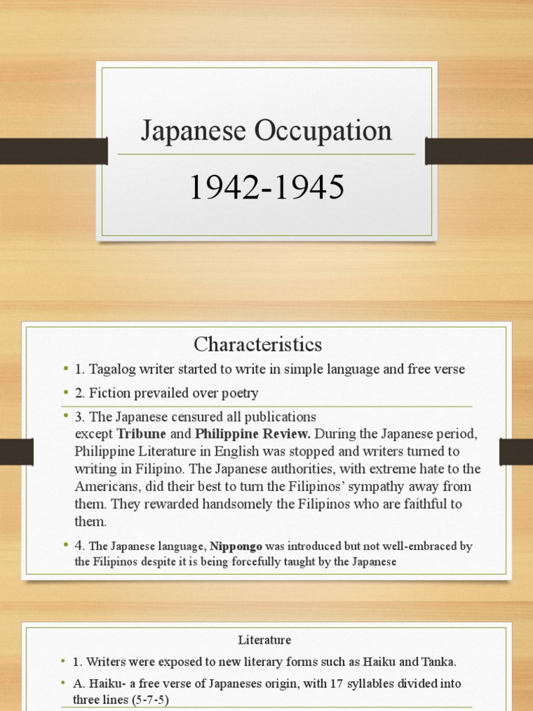 Philippine Literature During Japanese Occupation | PDF