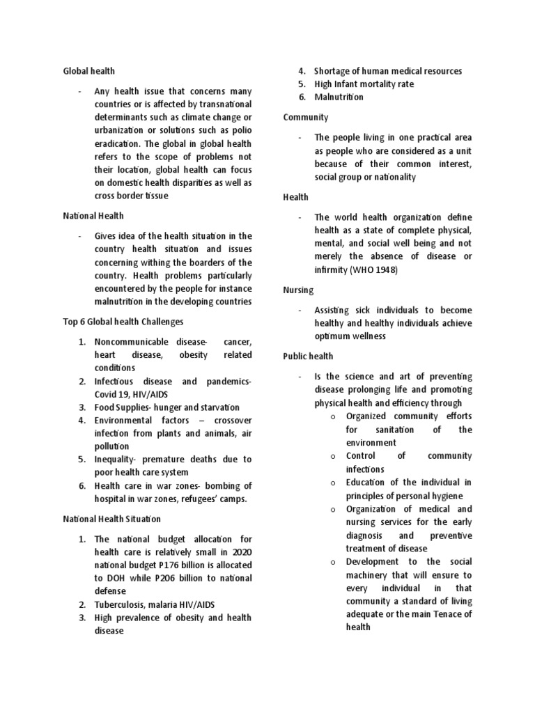 Overview of Global and National Health Issues | PDF | World Health ...