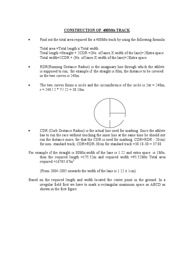 Track Marking PDF Length Area
