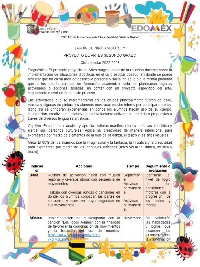 Proyecto de Artes para Segundo Grado | PDF | Bailes | Creatividad