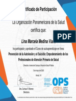 Prevención de La Autolesión y El Suicidio Empoderamiento de Los Profesionales de Atención Primaria de Salud-Certificado Del Curso 510989