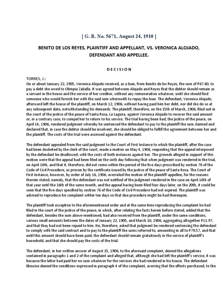 Delos Reyes V Alejado Case Digest FINAL PDF Judgment (Law) Complaint