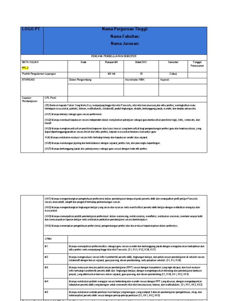 RPS Praktik Pengalaman Lapangan II | PDF | Seni