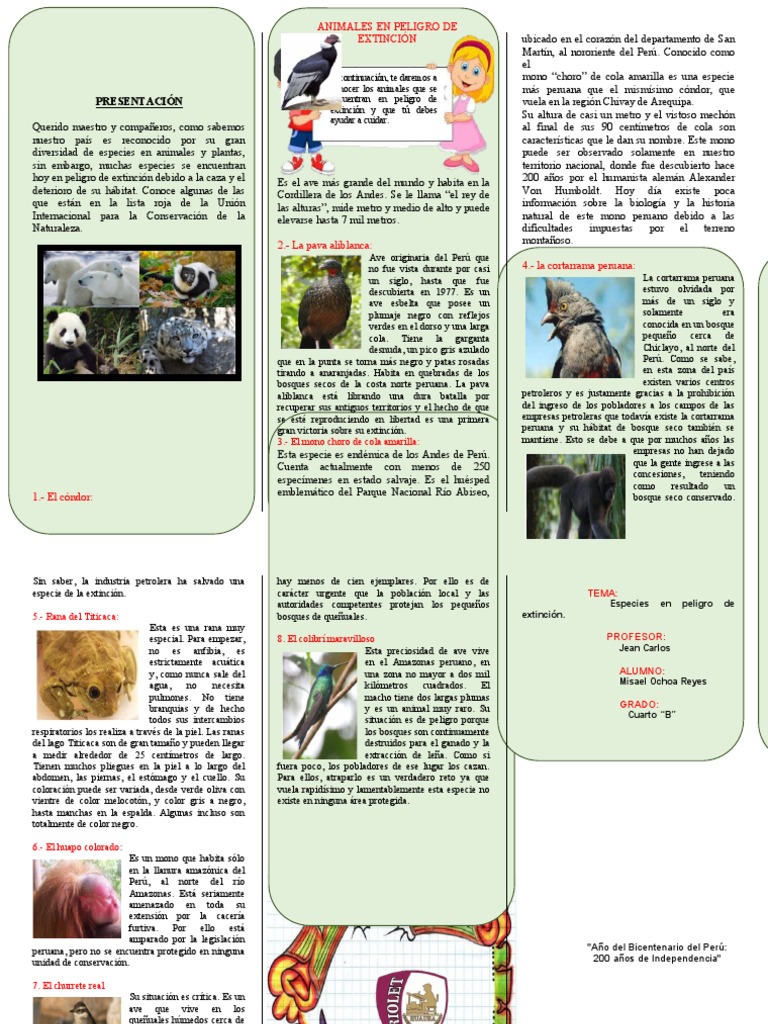 Especies en Peligro de Extinción | PDF | Perú | Especie en peligro