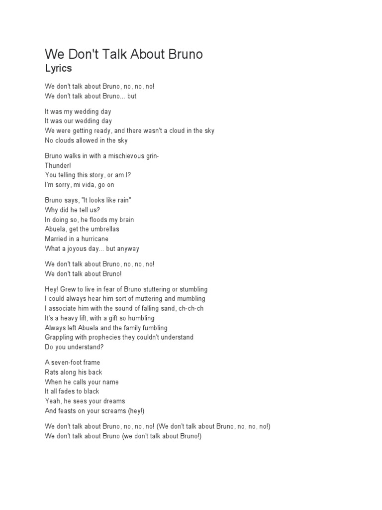 We Don't Talk About Bruno Lyrics | PDF | Poetry