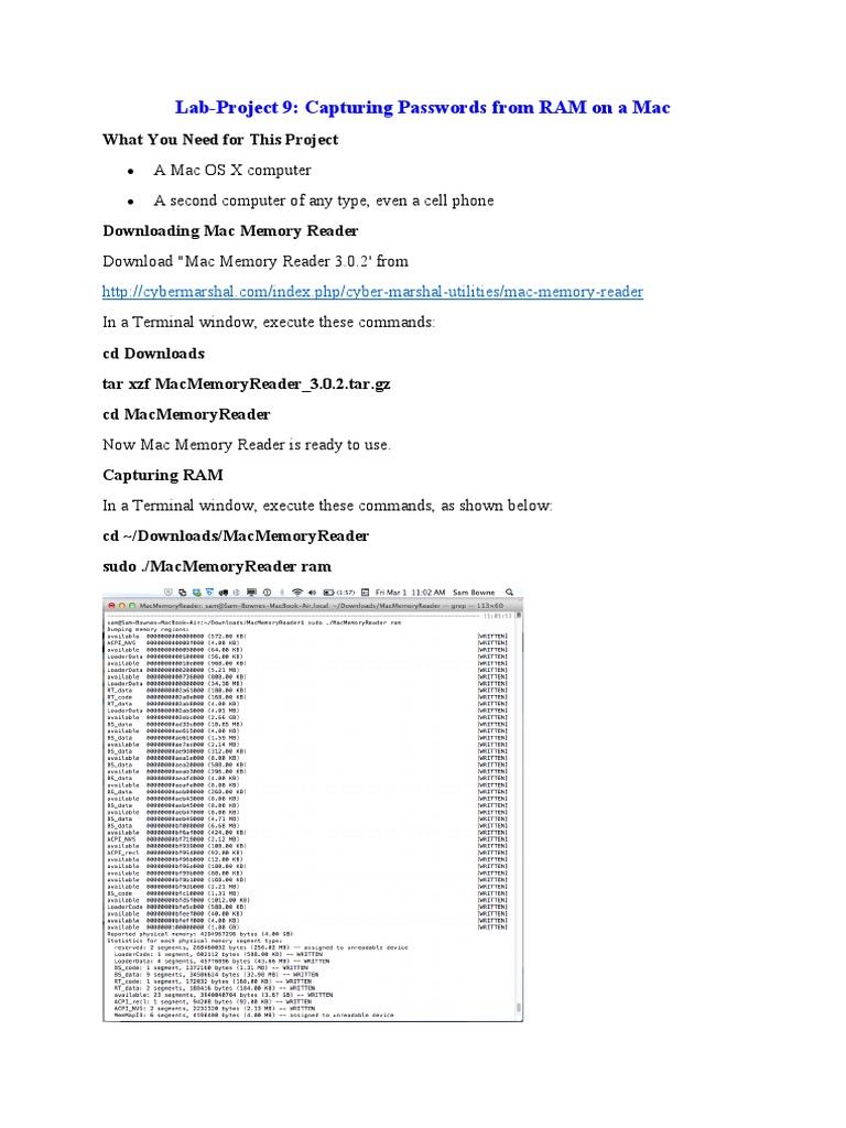 LabProj.09 CapturePw MAC PDF Mac Os Sudo