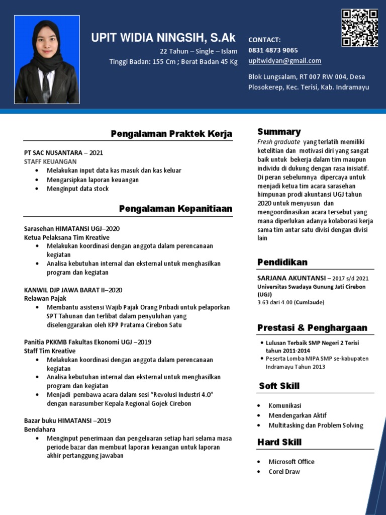CV Upit Widia Ningsih 2021 | PDF | Karier & Perkembangan | Pengelolaan ...