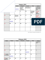 2019 Monthly Us Holidays Calendar