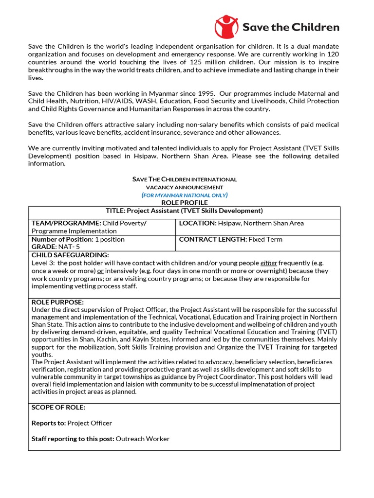 Job For Myanmar National