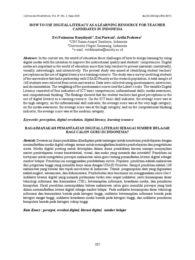 How to use digital literacy as a learning resource for teacher pdf