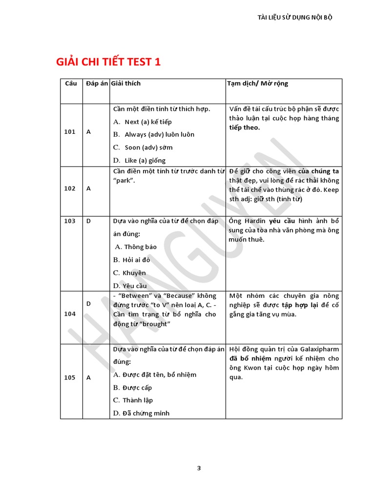 ETS 2020 - GIẢI CHI TIẾT TEST 1 | PDF