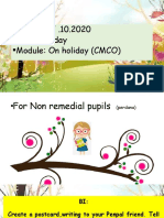 English 27 .10.2020 Day: Tuesday Module: On Holiday (CMCO)