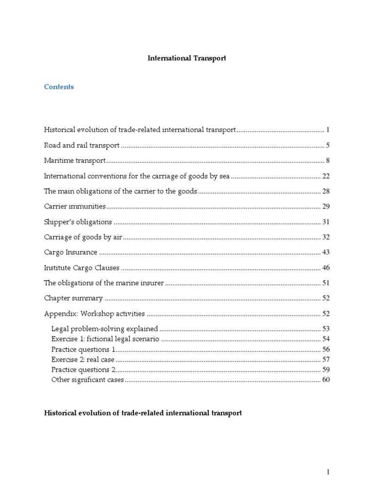 CH 7 - International Transport | PDF | Bill Of Lading | Cargo