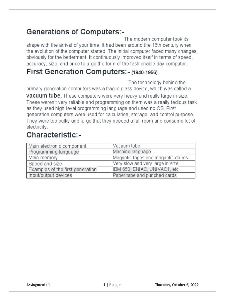 Generations of Computers | PDF | Integrated Circuit | Microprocessor