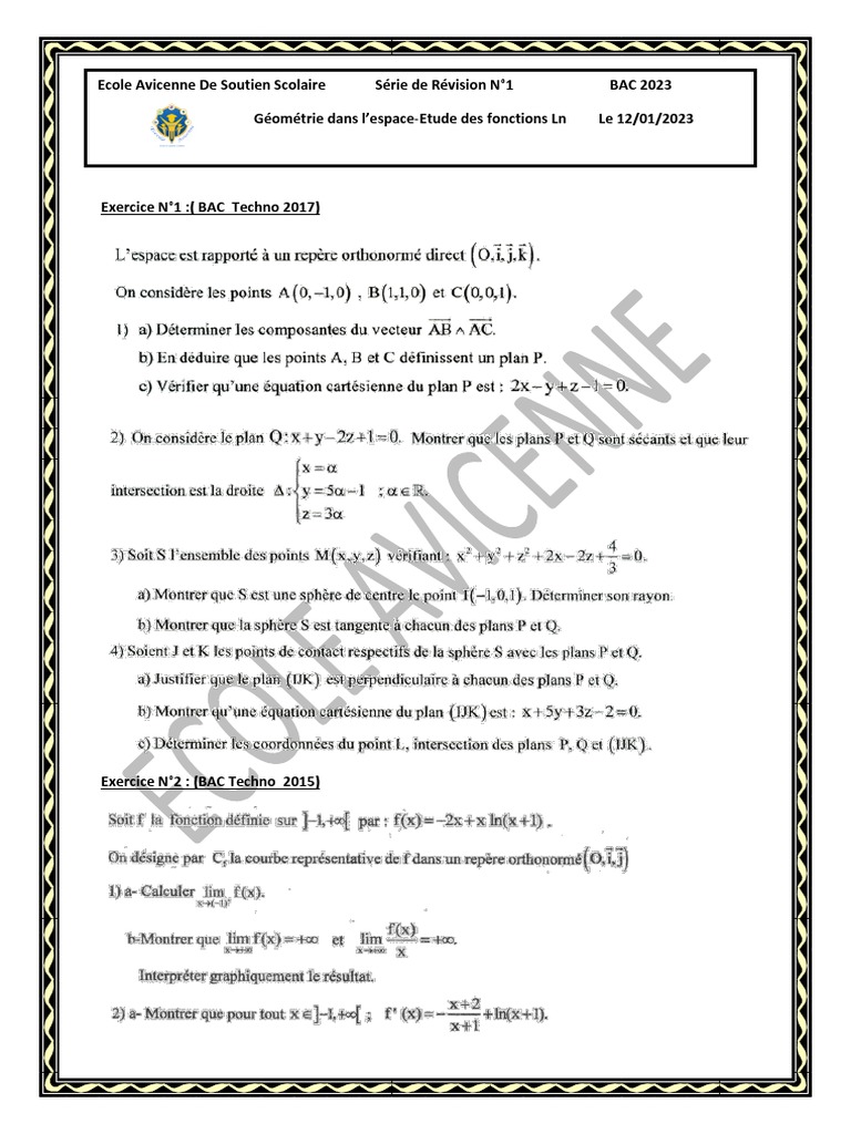 Révision Mathématiques BAC 2023 | PDF