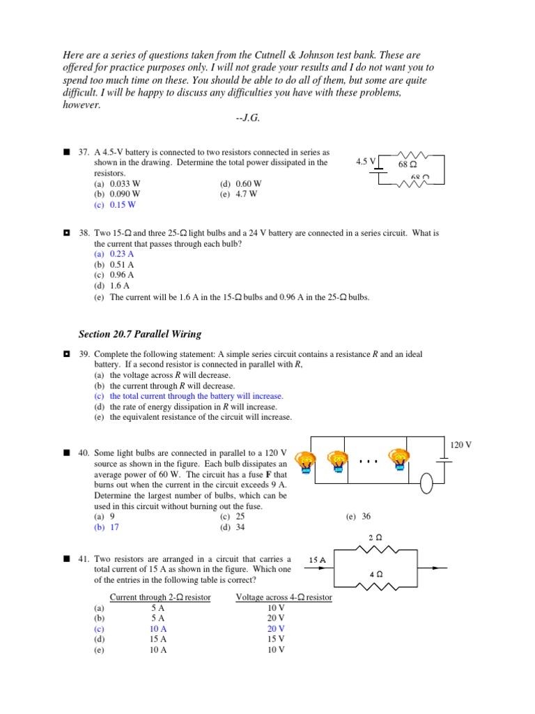 Resistor Practice PDF Series And Parallel Circuits Electrical