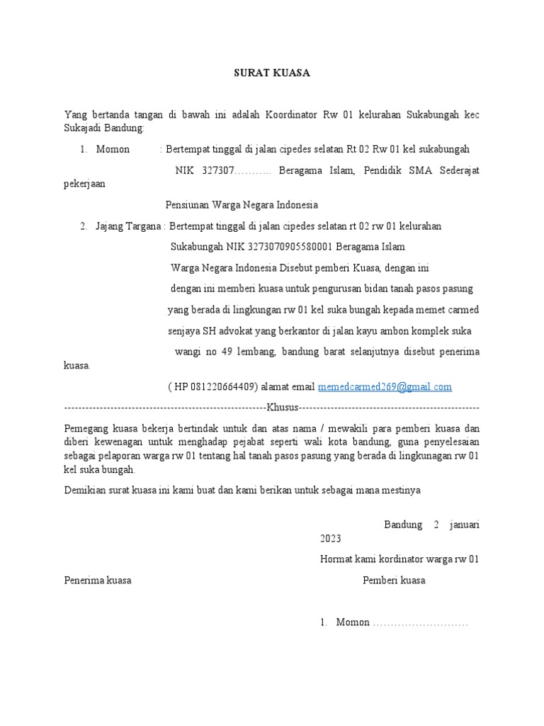 SURAT KUASA.docx | PDF