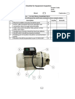 Checklist For Equipment Inspection Electrical Pump Motor