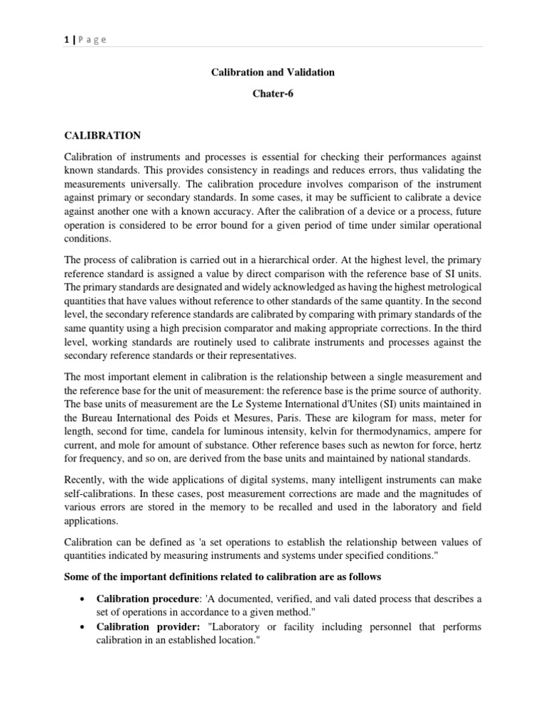 Calibration and Validation Establishing Accurate Measurements Through Comparison to Standards PDF