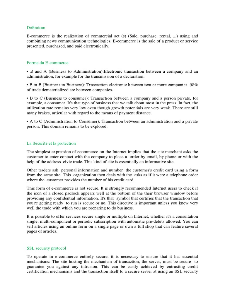 E-commerce: Types, Security, and Regulations | PDF | E Bay | E Commerce