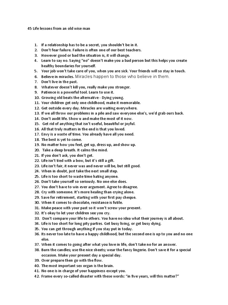 45 Essential Life Lessons to Live By | PDF | Self-Improvement