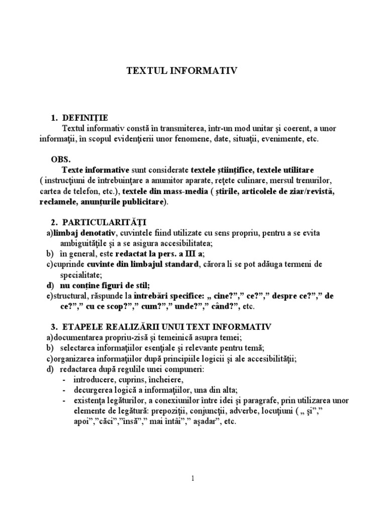Textul Informativ | PDF