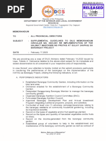 Supplemental Guidelines To DILG Memorandum Circular No. 2023 001 Re Implementation of The HAPAG Sa Barangay Project