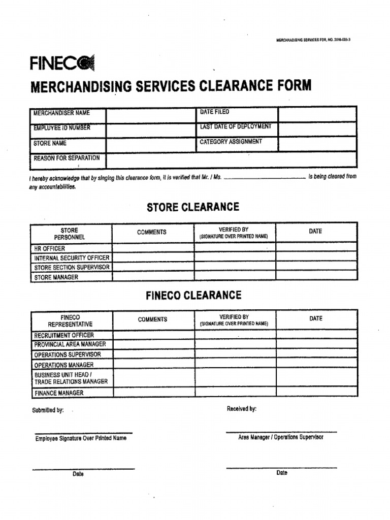 Clearance Form PDF | PDF