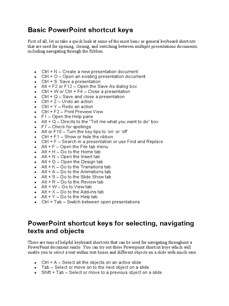 Powerpoint Shortcut Keys PDF Keyboard Shortcut Control Key